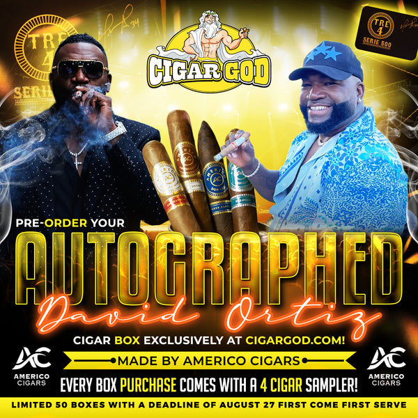 AUTOGRAPHED DAVID ORTIZ Americo Cigars Tre 4 box of 10 + Free 4 pack